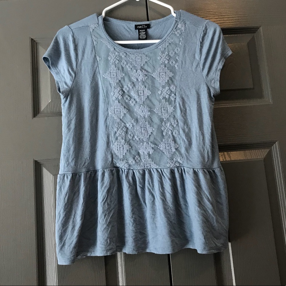 Blue Peplum Top
